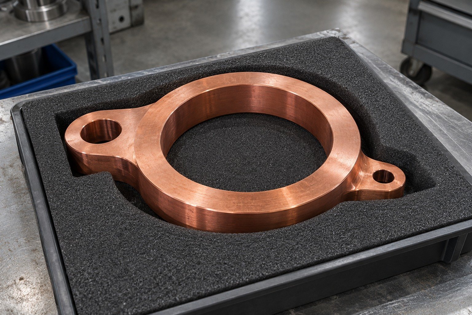 Copper contact-ring concept in a protective pocket — illustrative generated component concept