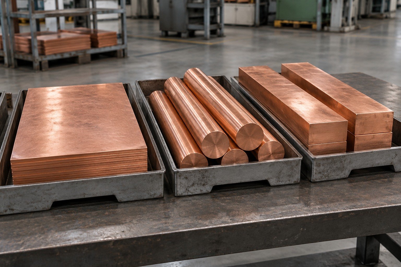 Separate copper stock forms for grade-identity review — illustrative generated component concept