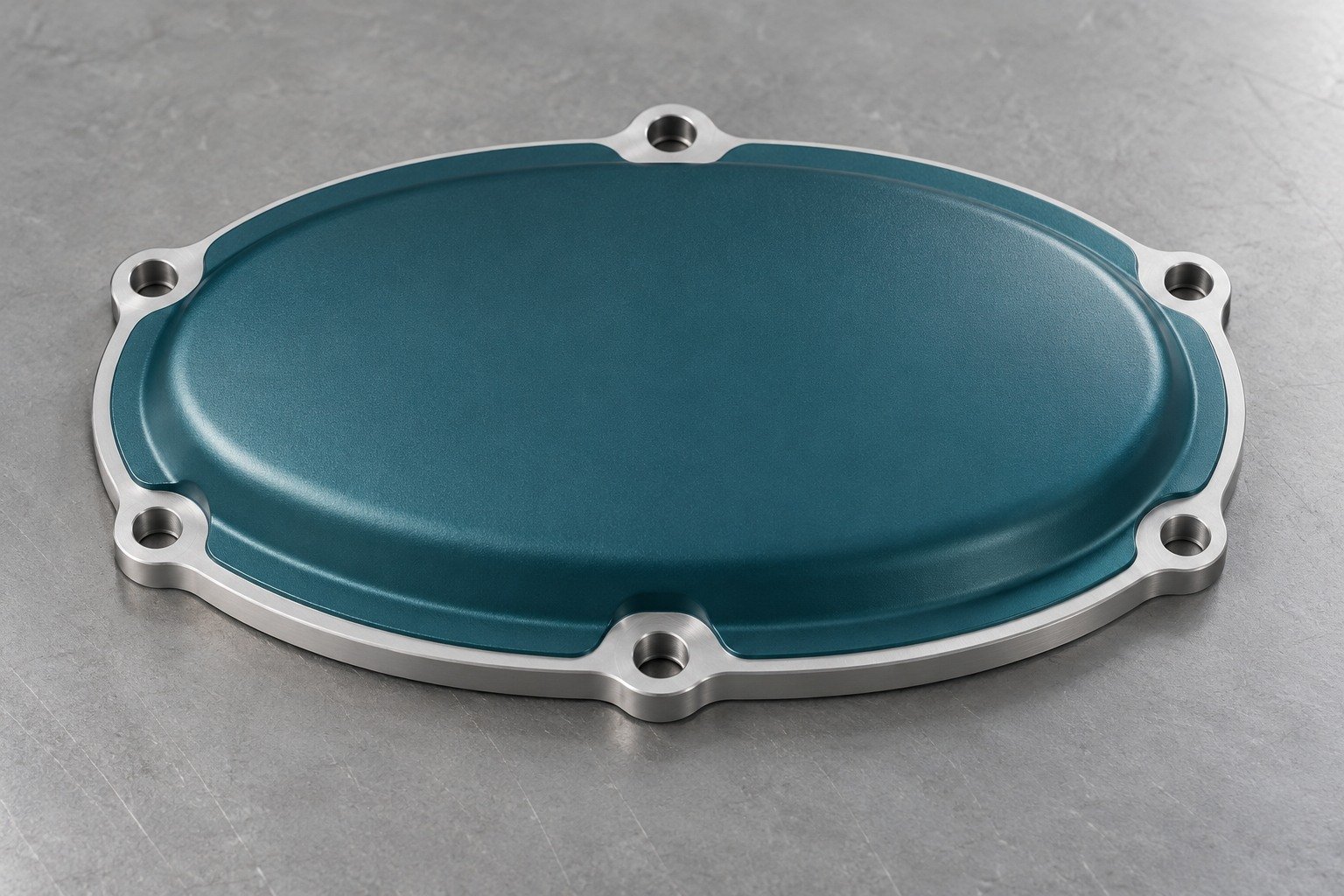 Other Magnesium Alloys teal coated oval cover — illustrative generated concept