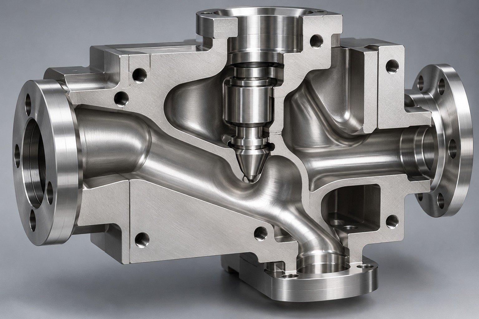 Show the medium, crevice and drainage condition — illustrative other stainless steel technical component concept