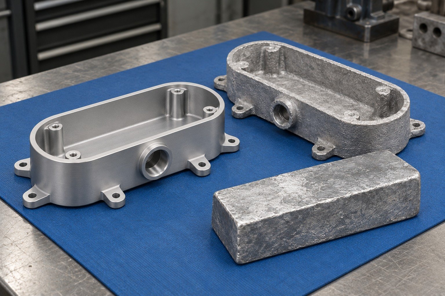 specialty zinc-alloy oblong junction enclosure condition concept — illustrative generated component concept