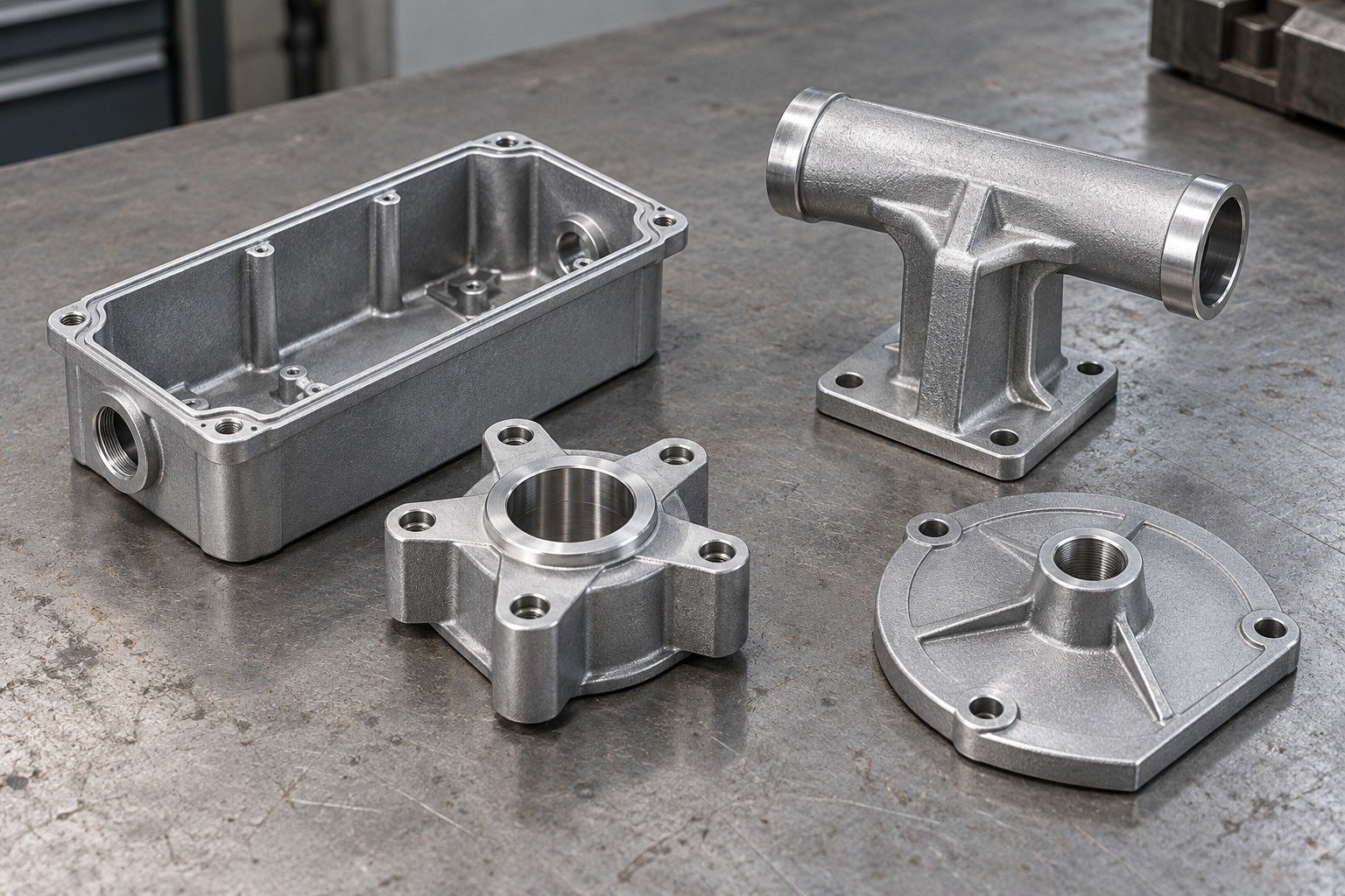specialty zinc-alloy oblong junction enclosure hero concept — illustrative generated component concept