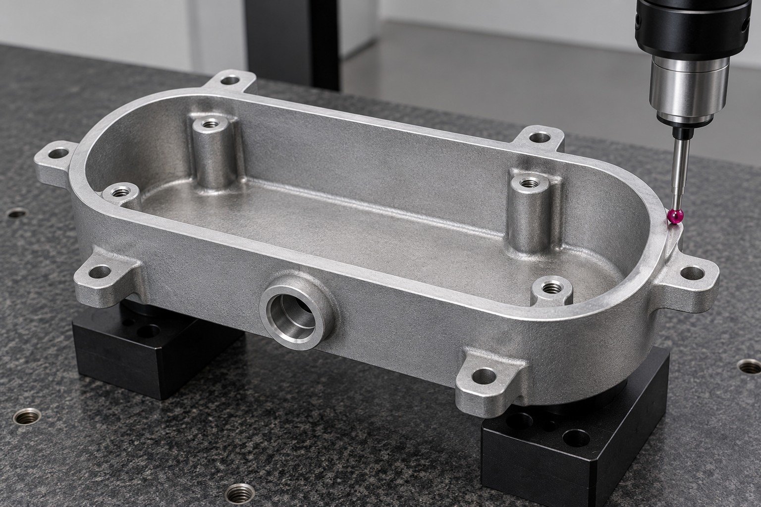 specialty zinc-alloy oblong junction enclosure records concept — illustrative generated component concept