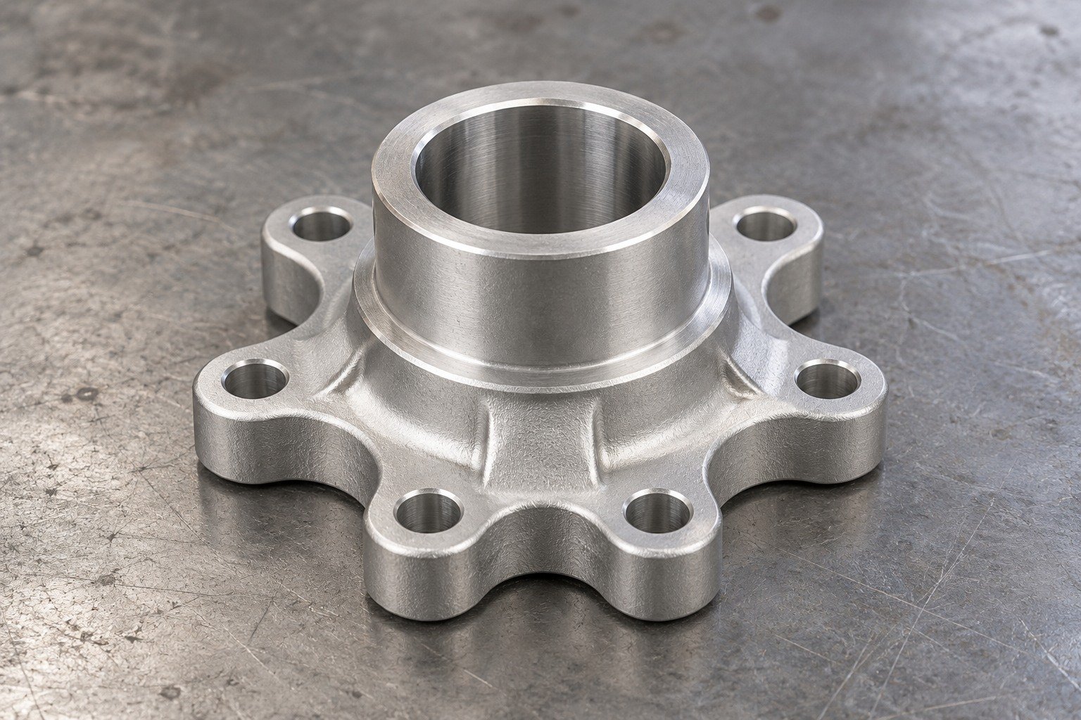 specialty zinc-alloy six lobe locating hub part concept — illustrative generated component concept