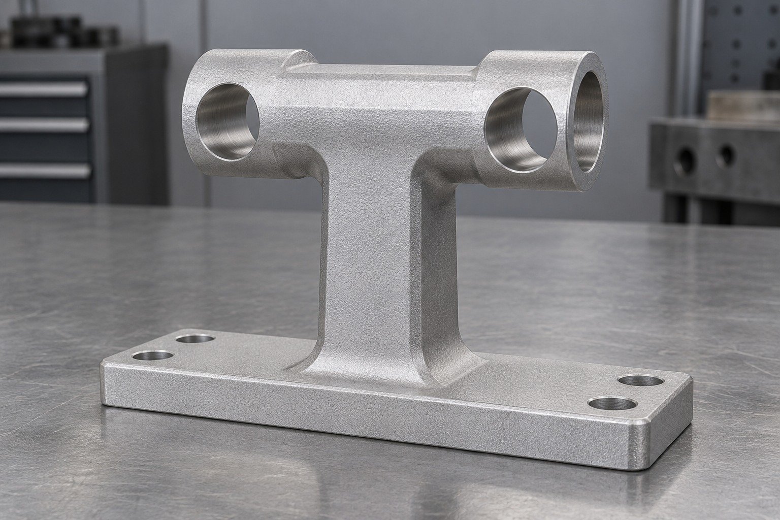 specialty zinc-alloy t shaped instrument support part concept — illustrative generated component concept