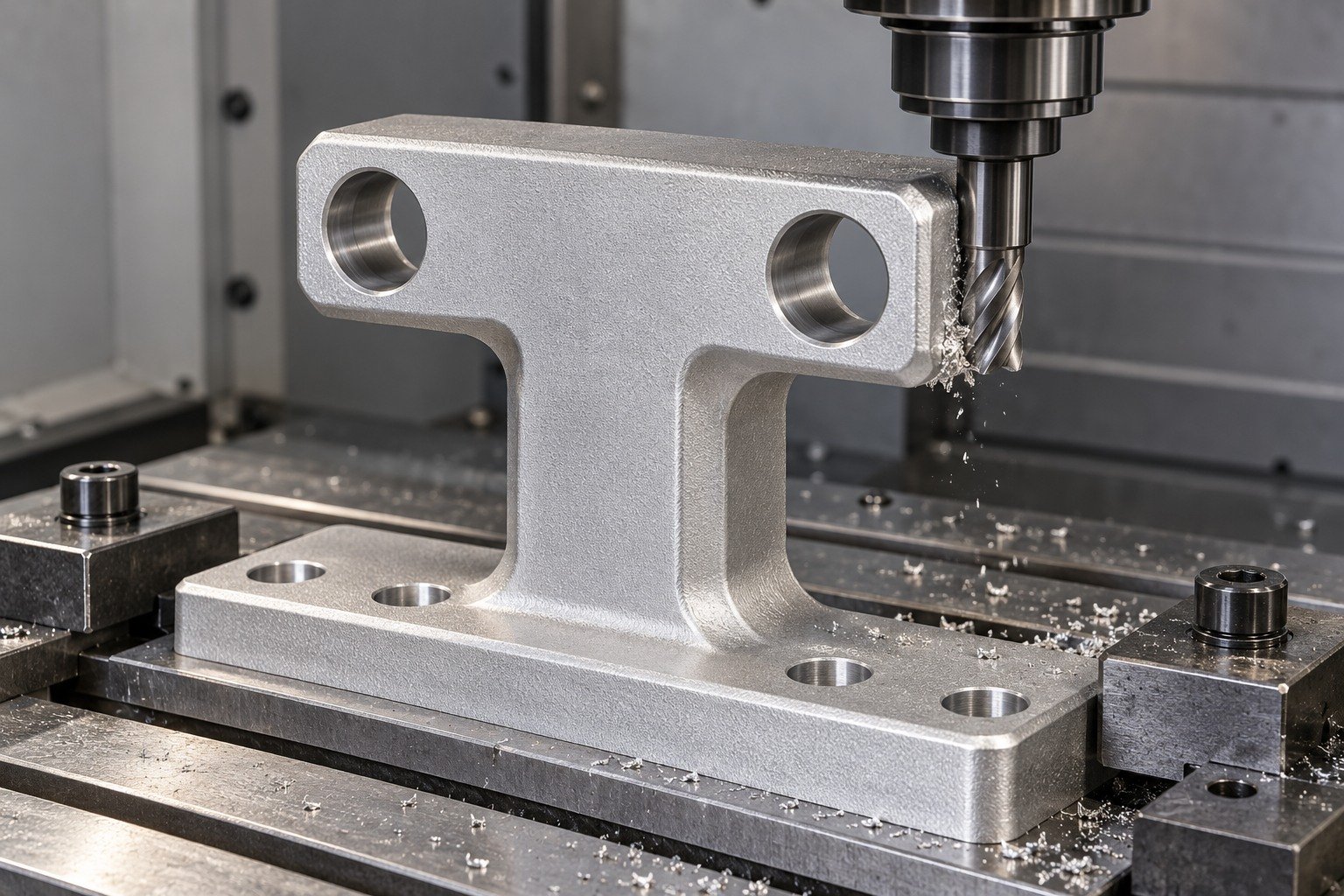 specialty zinc-alloy t shaped instrument support processmill concept — illustrative generated component concept