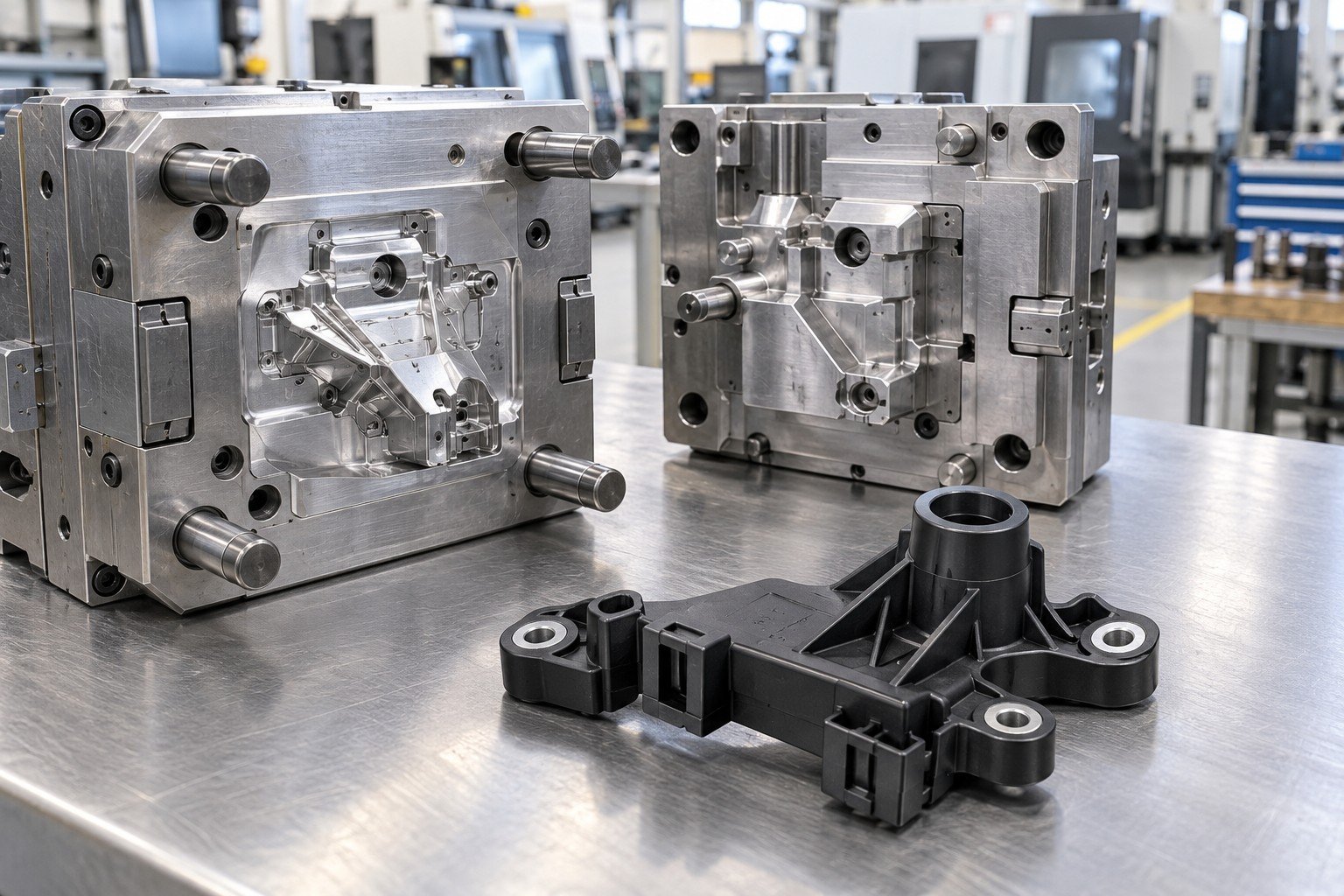 Prototype nylon automotive-style sensor mounting bracket and steel core, no vehicle certification