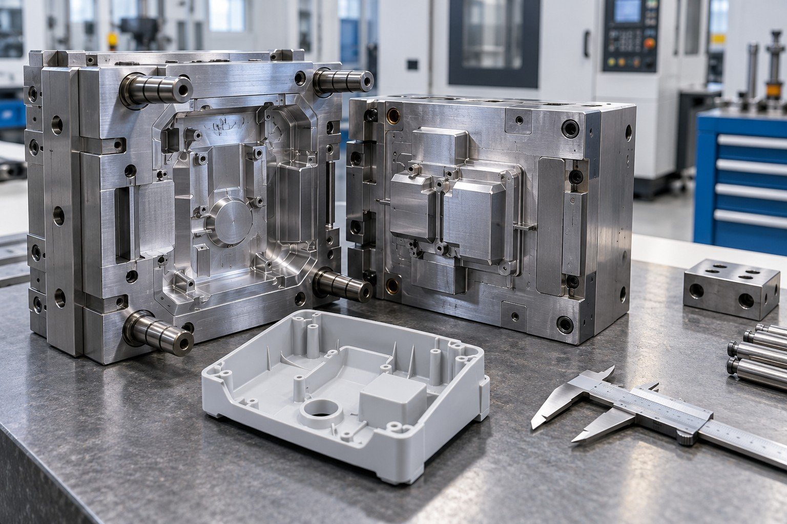 Plastic mounting cover on precision fixture with caliper no readable measurement