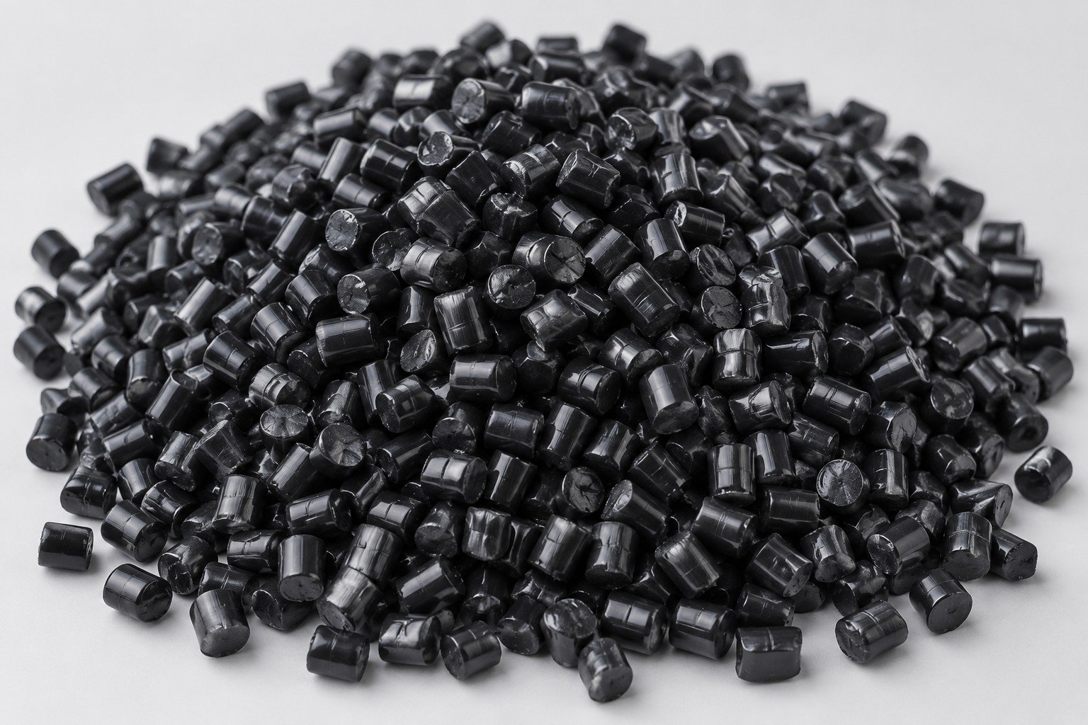 PC/ABS raw resin pellets — illustrative generated material concept, not material identity evidence