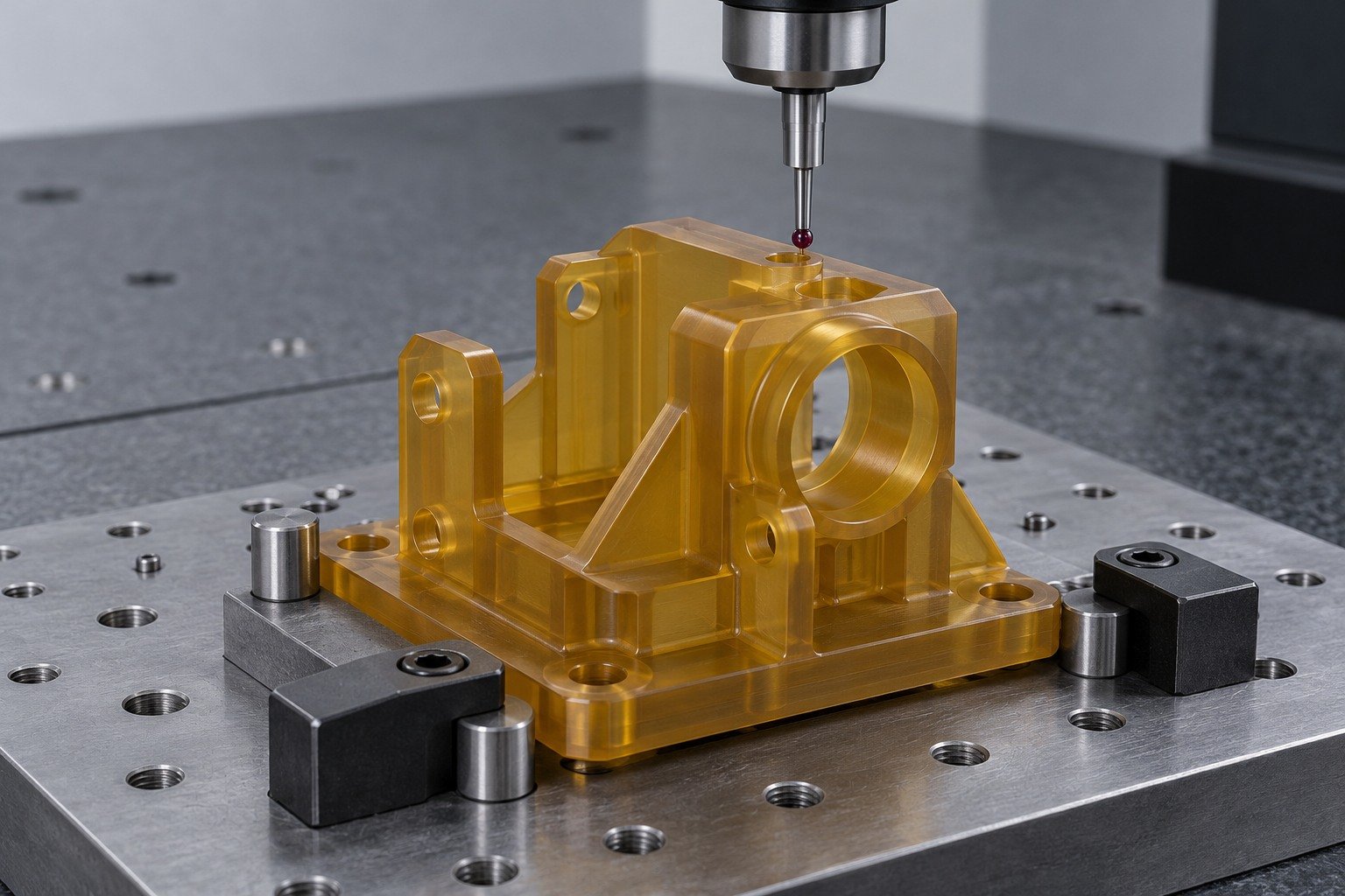 PEI amber bracket coordinate measurement — illustrative generated concept