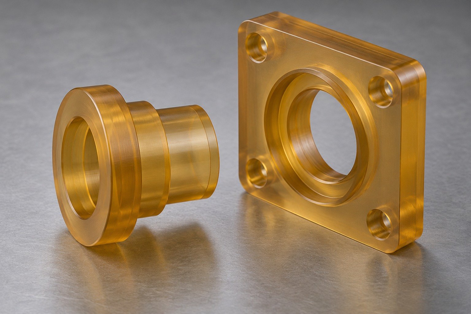 PEI amber bushing and locating plate — illustrative generated concept