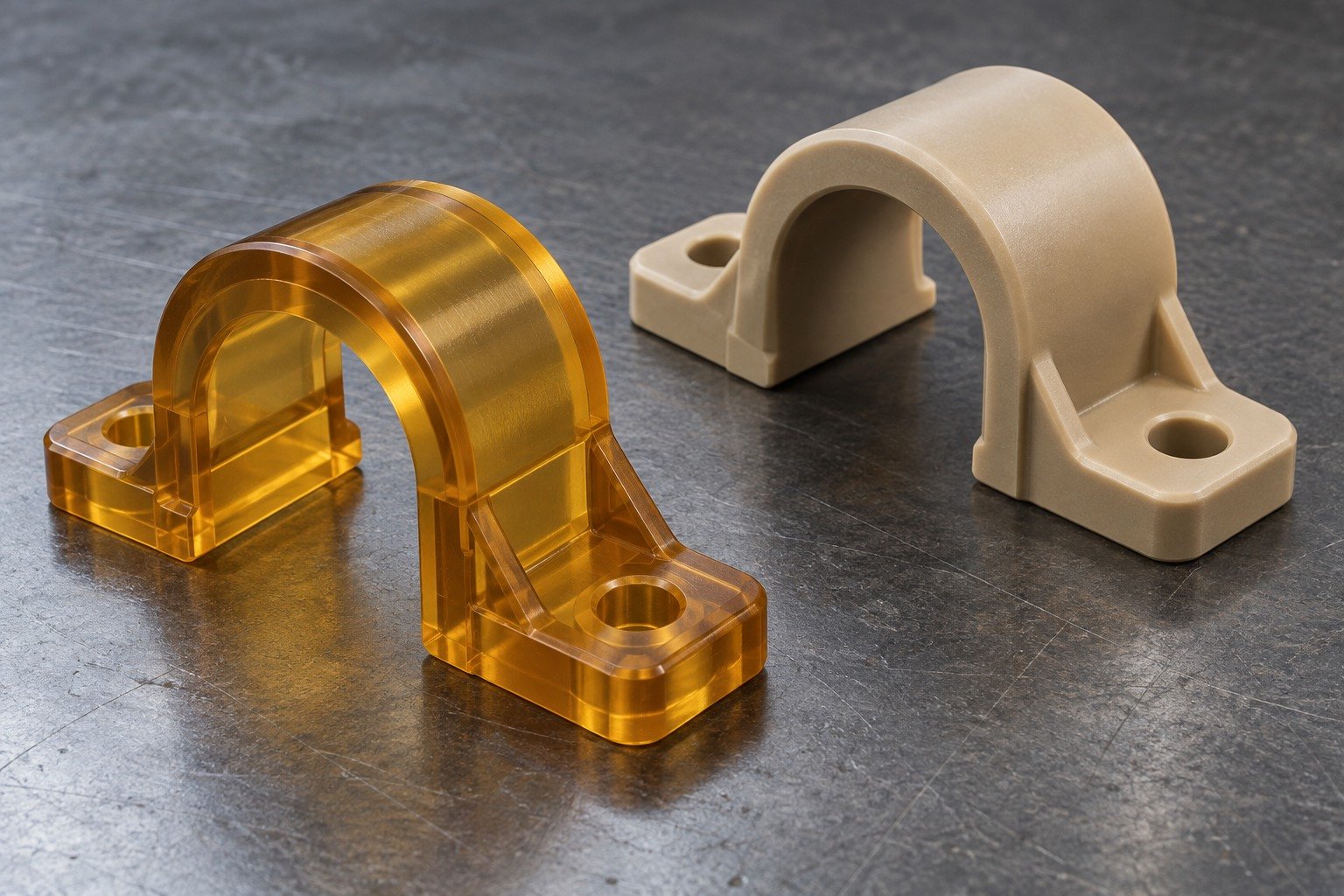 PEI amber insulating saddle — illustrative generated concept
