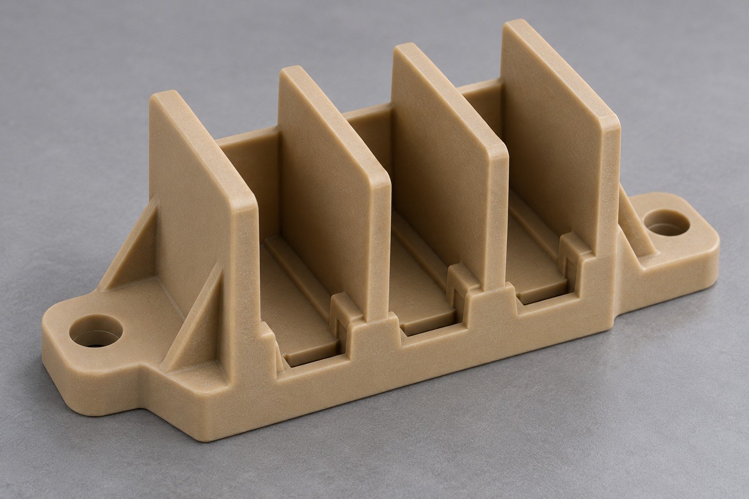 PEI opaque molded electrical support — illustrative generated concept