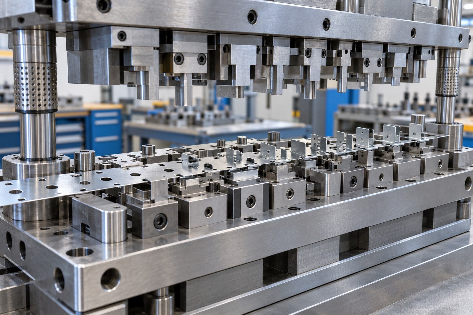 Progressive Stamping Dies and trial parts — illustrative stamping tooling concept