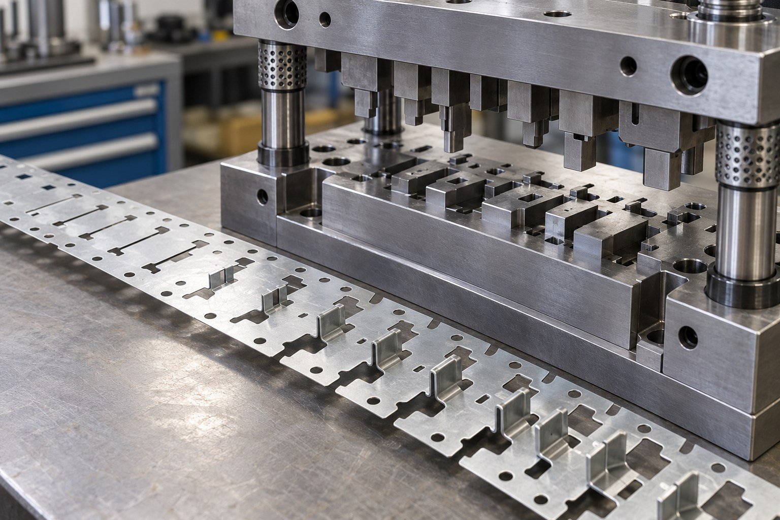 Strip Layout — illustrative stamping tooling concept