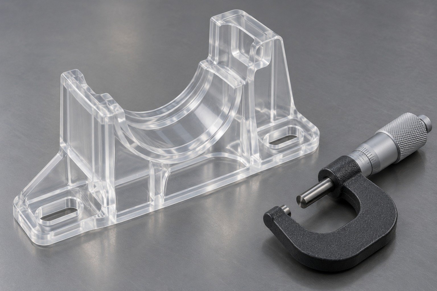 Polycarbonate PC asymmetric mounting cradle — illustrative generated component concept
