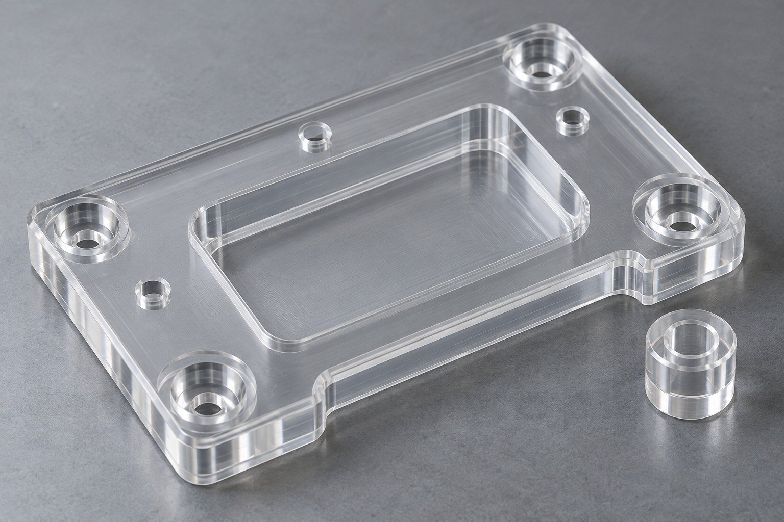 Polycarbonate PC counterbored mounting plate — illustrative generated component concept