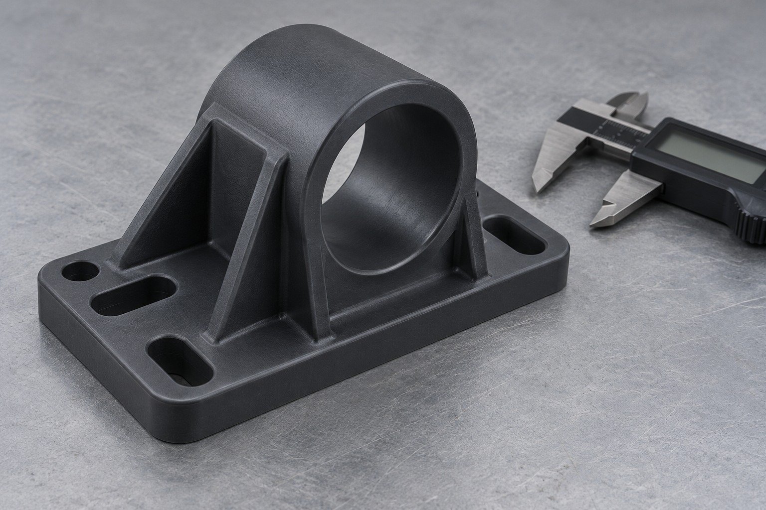 Polycarbonate PC opaque slotted bracket — illustrative generated component concept