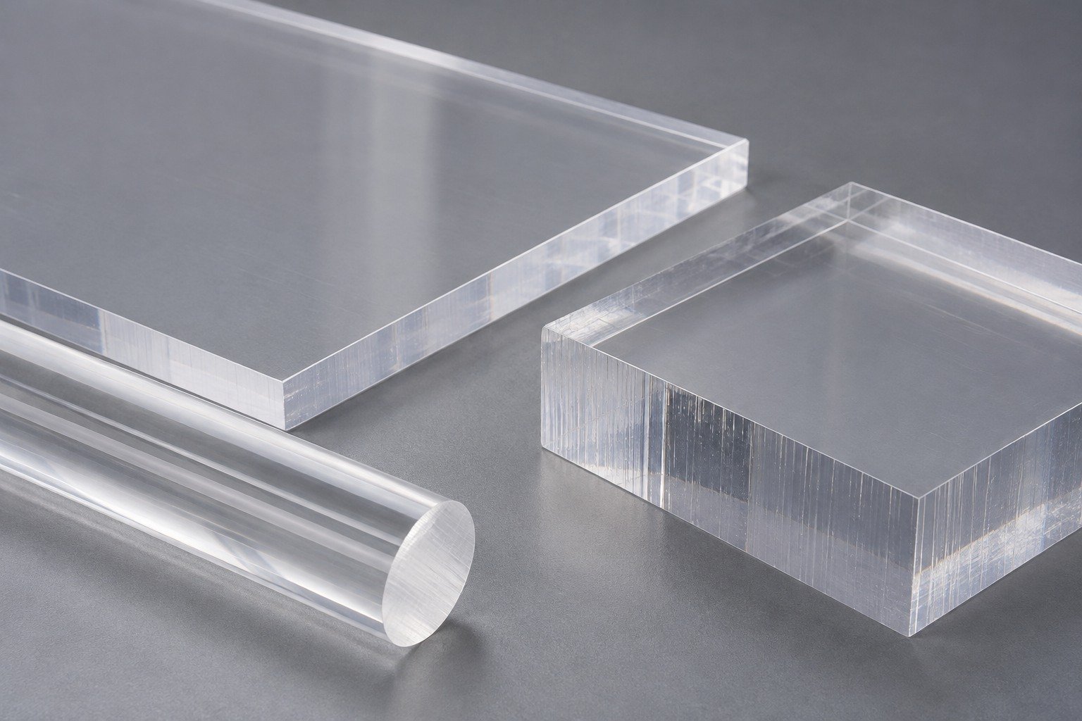 Polycarbonate PC transparent plate rod and blank — illustrative generated component concept