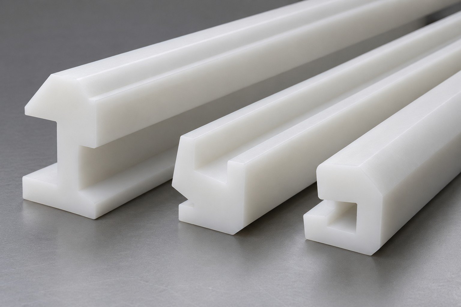 White acetal constant-section guide profiles — illustrative generated concept