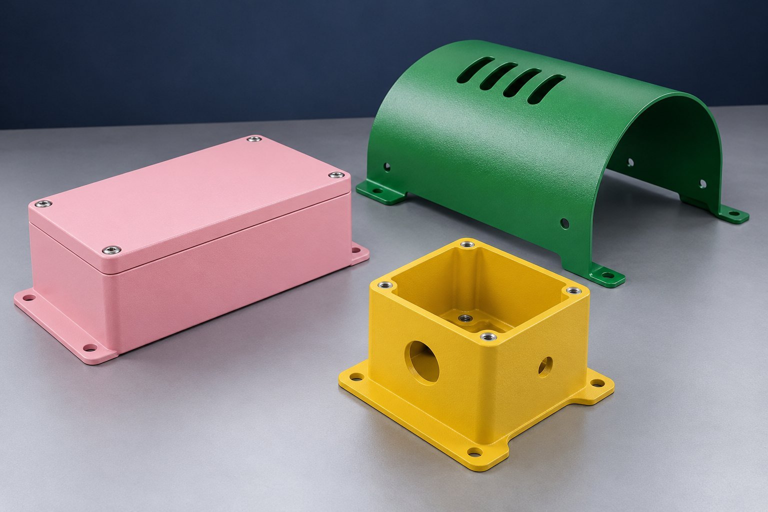Powder coating colored aluminum examples — illustrative aluminum component concept