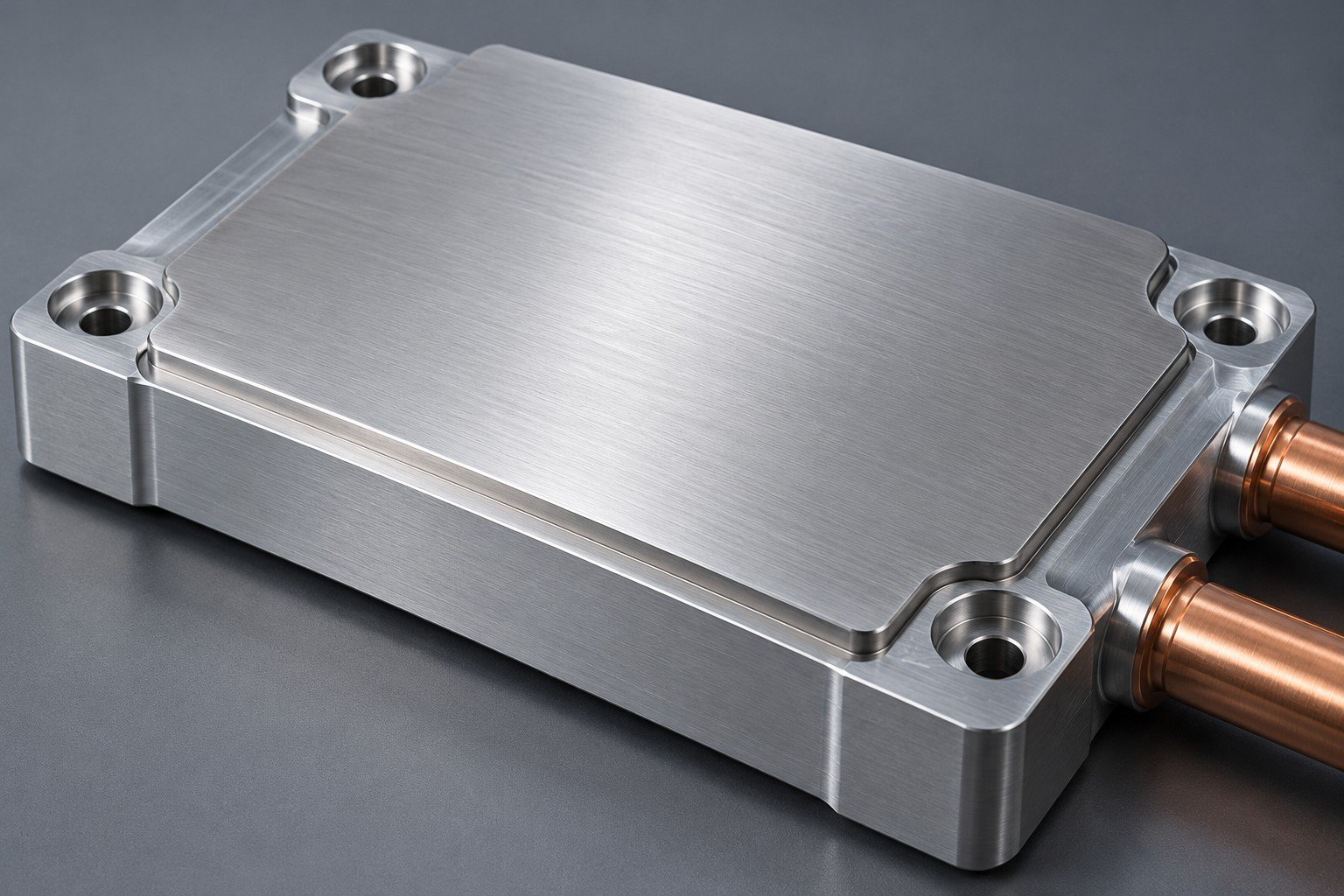 Illustrative solid module contact land on a power module cold plate concept, not documentary company or customer photography