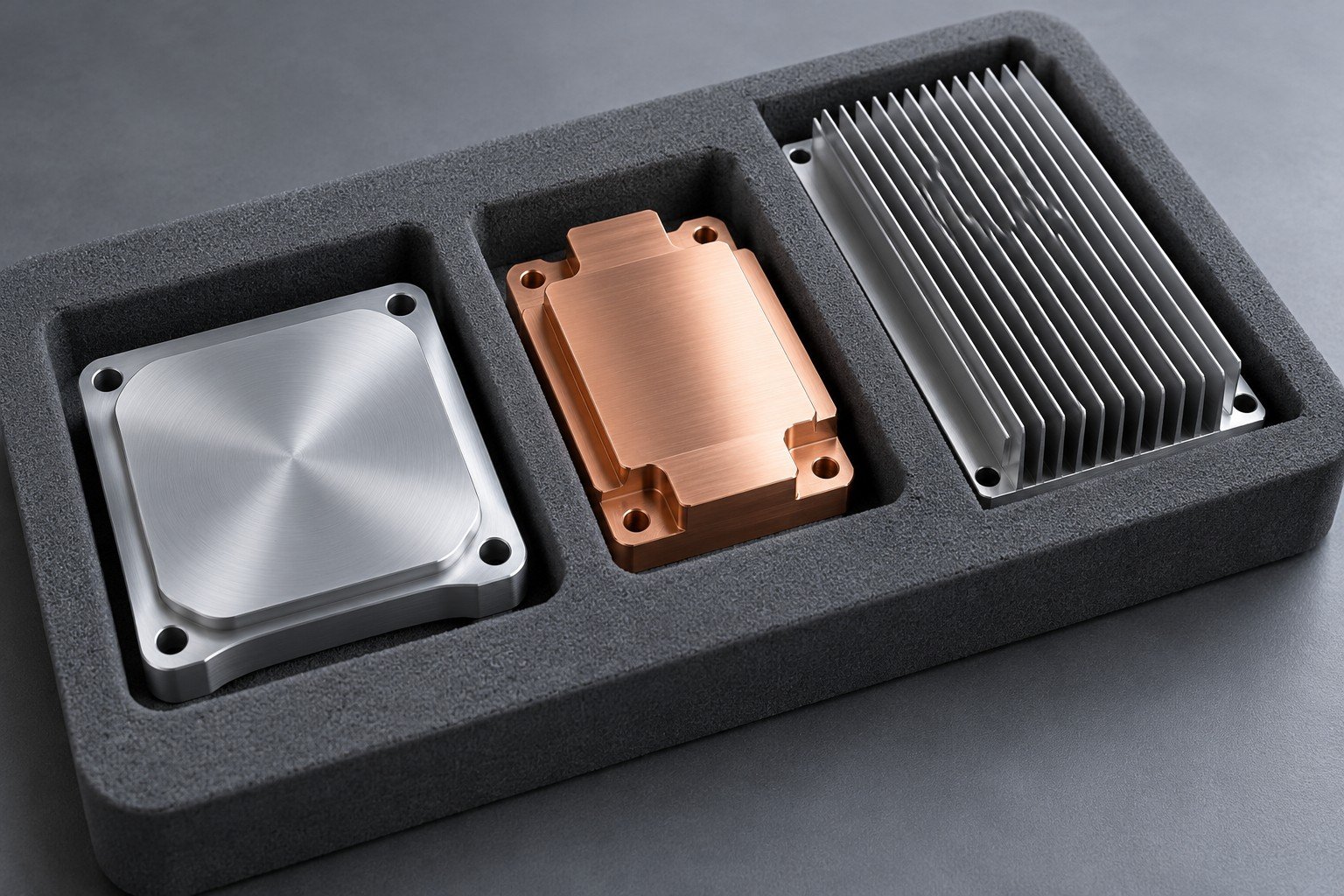 Illustrative sample and repeat release review for power module cooling components concept, not documentary company or customer photography