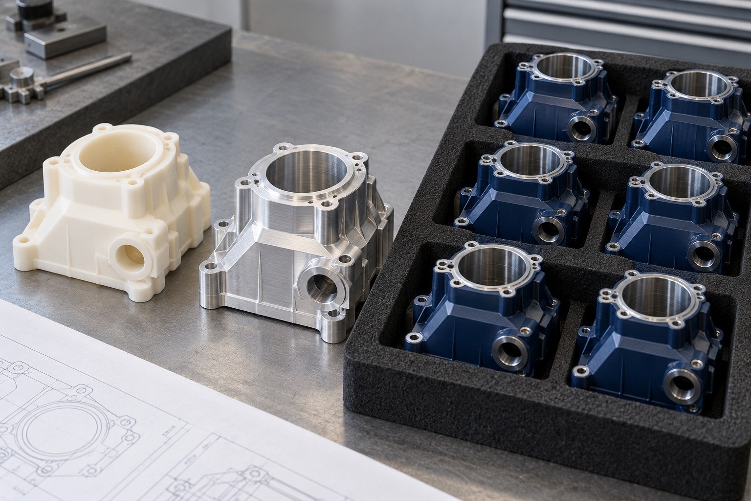 Prototype, pilot and repeat-build enclosure concepts — illustrative prototype-to-production concept