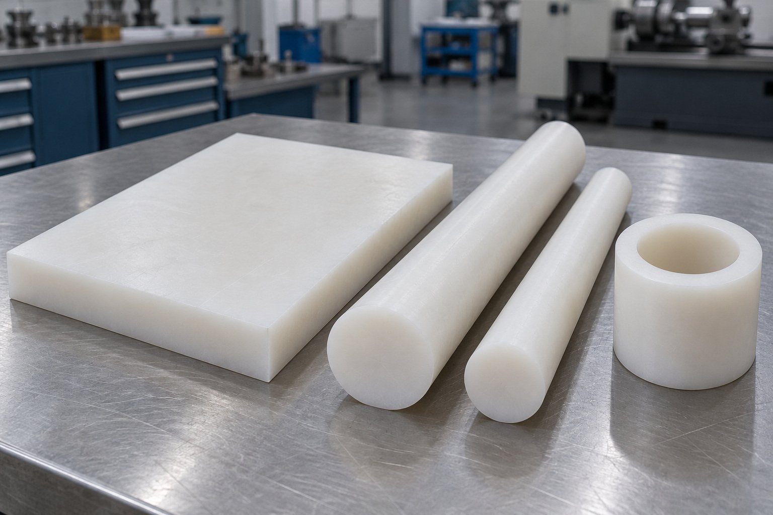 CNC stock: sheet, rod or tube — illustrative generated concept