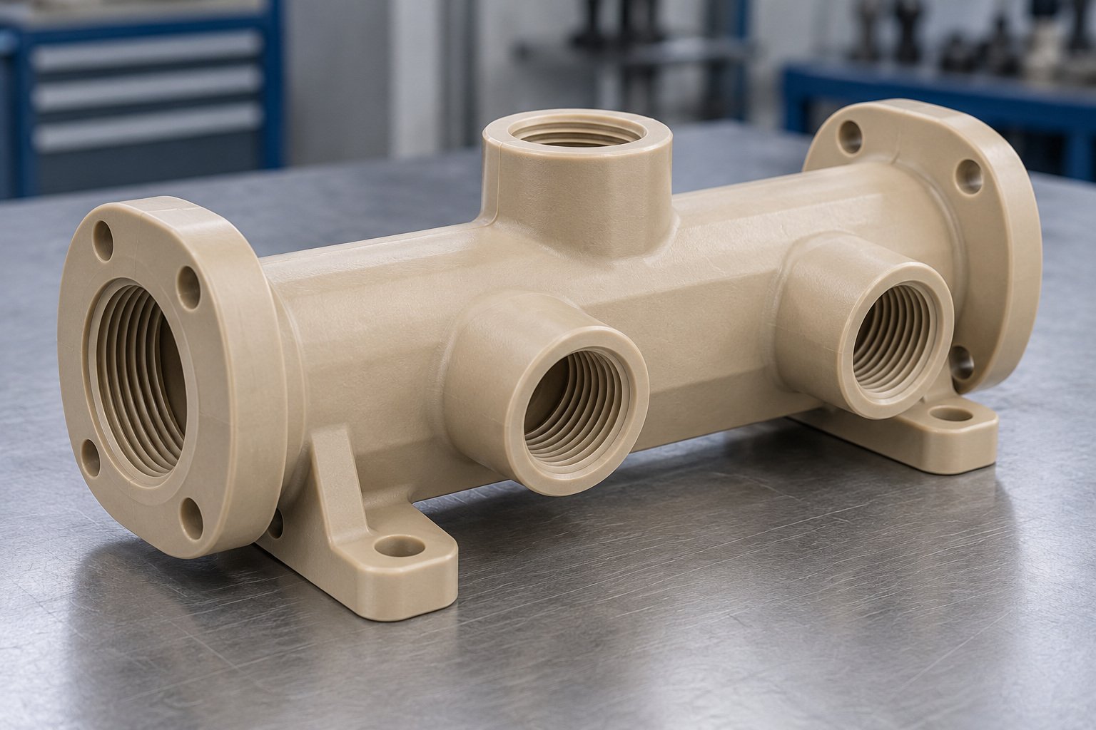 Illustrative PPS manifold component concept; not material identification