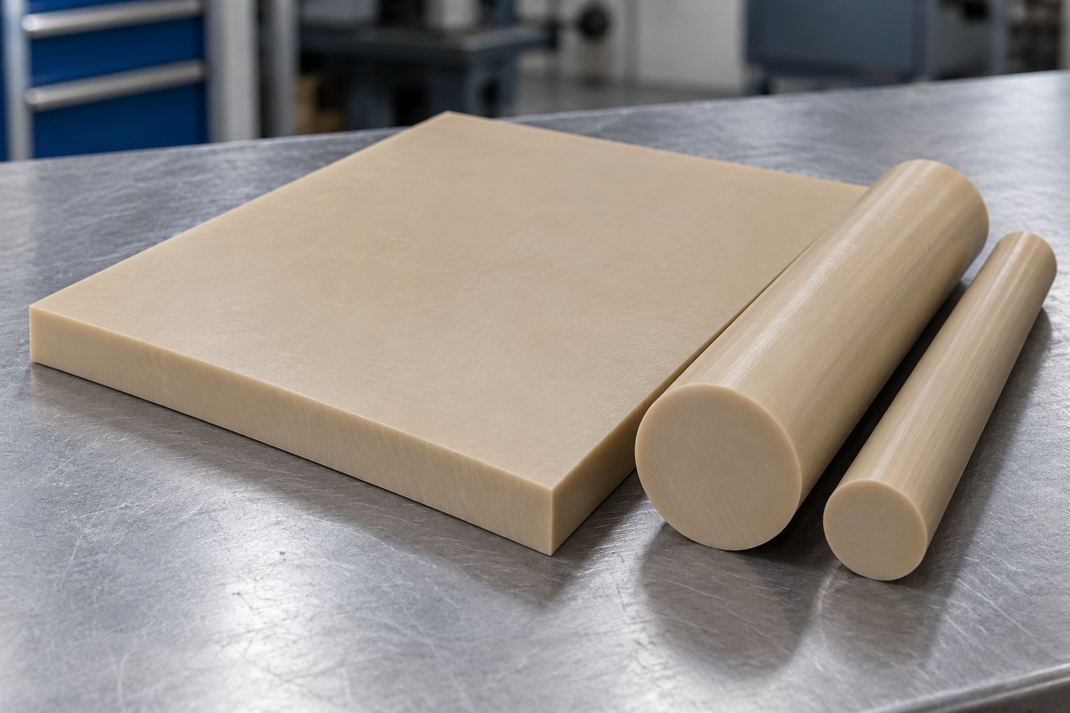 CNC Stock: Sheet, Rod or Tube — illustrative generated concept