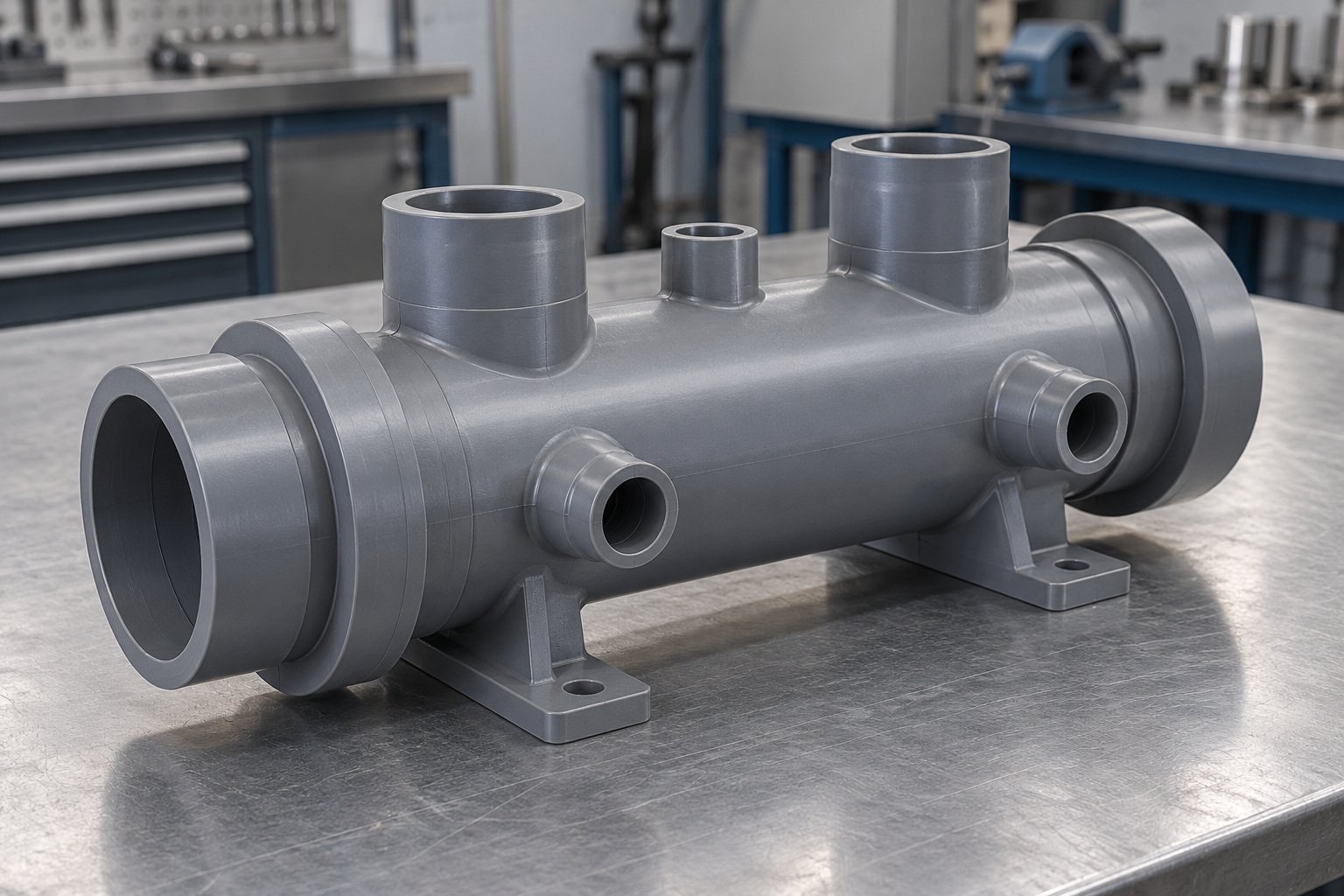 Illustrative rigid PVC manifold concept; not material identification