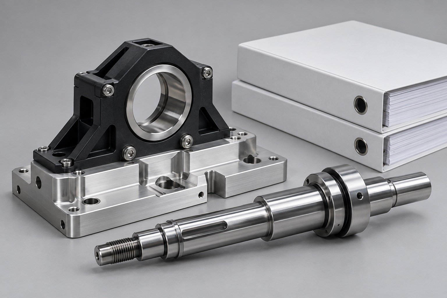 Distinct manufactured component concepts illustrating Supplier Evaluation; illustrative component concept,not measured/company/customer part