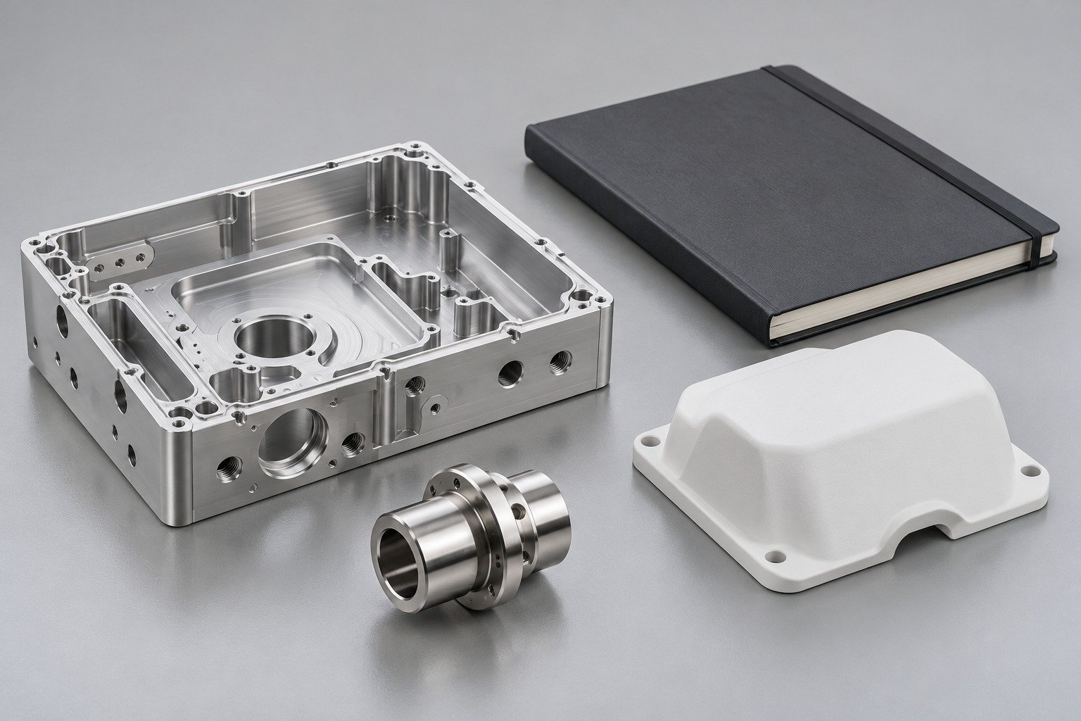 Distinct custom manufacturing component concepts for Design & Engineering Resources; illustrative component concept,not measured/company/customer part