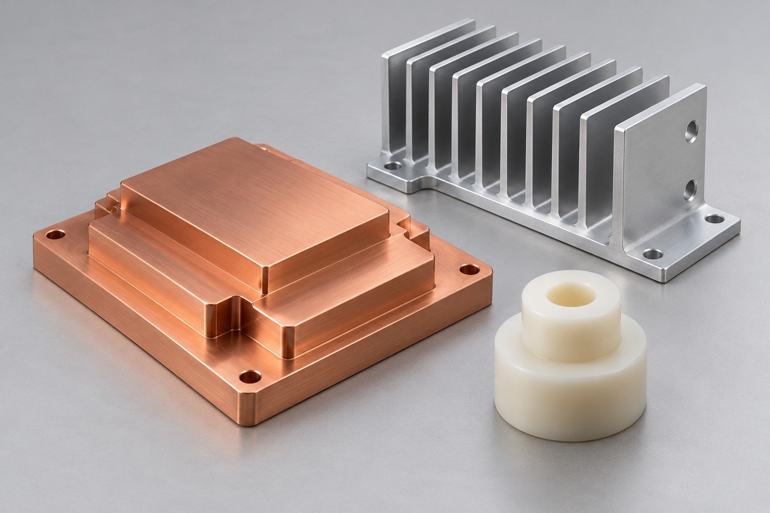 Distinct manufactured component concepts illustrating Material Selection; illustrative component concept,not measured/company/customer part