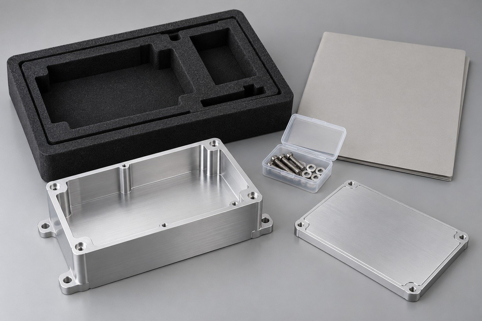 Distinct manufactured component concepts illustrating Production Launch Checklist; illustrative component concept,not measured/company/customer part