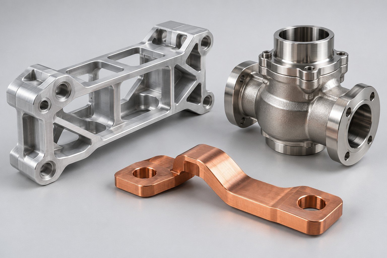 Separate aluminum carrier, stainless housing and copper link; illustrative component concept, not measured/company/customer part