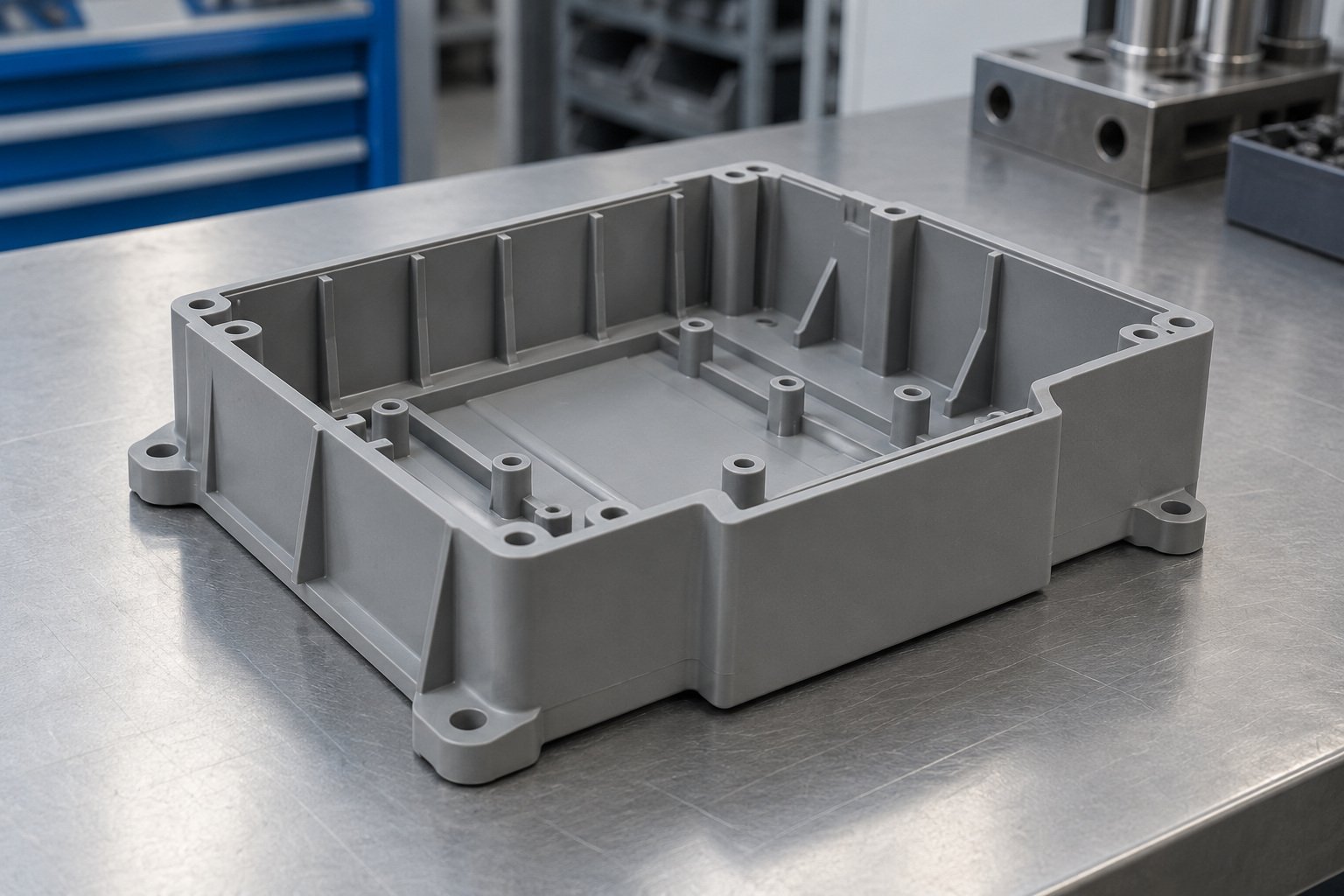 Rigid PVC molding compound component — illustrative generated concept
