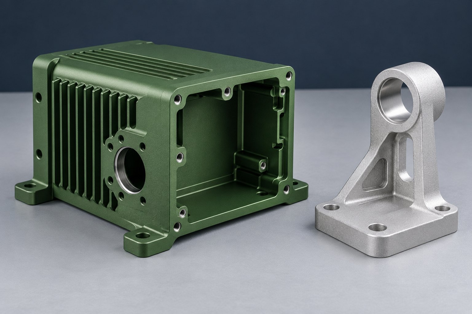 Blasting colored aluminum examples — illustrative aluminum component concept
