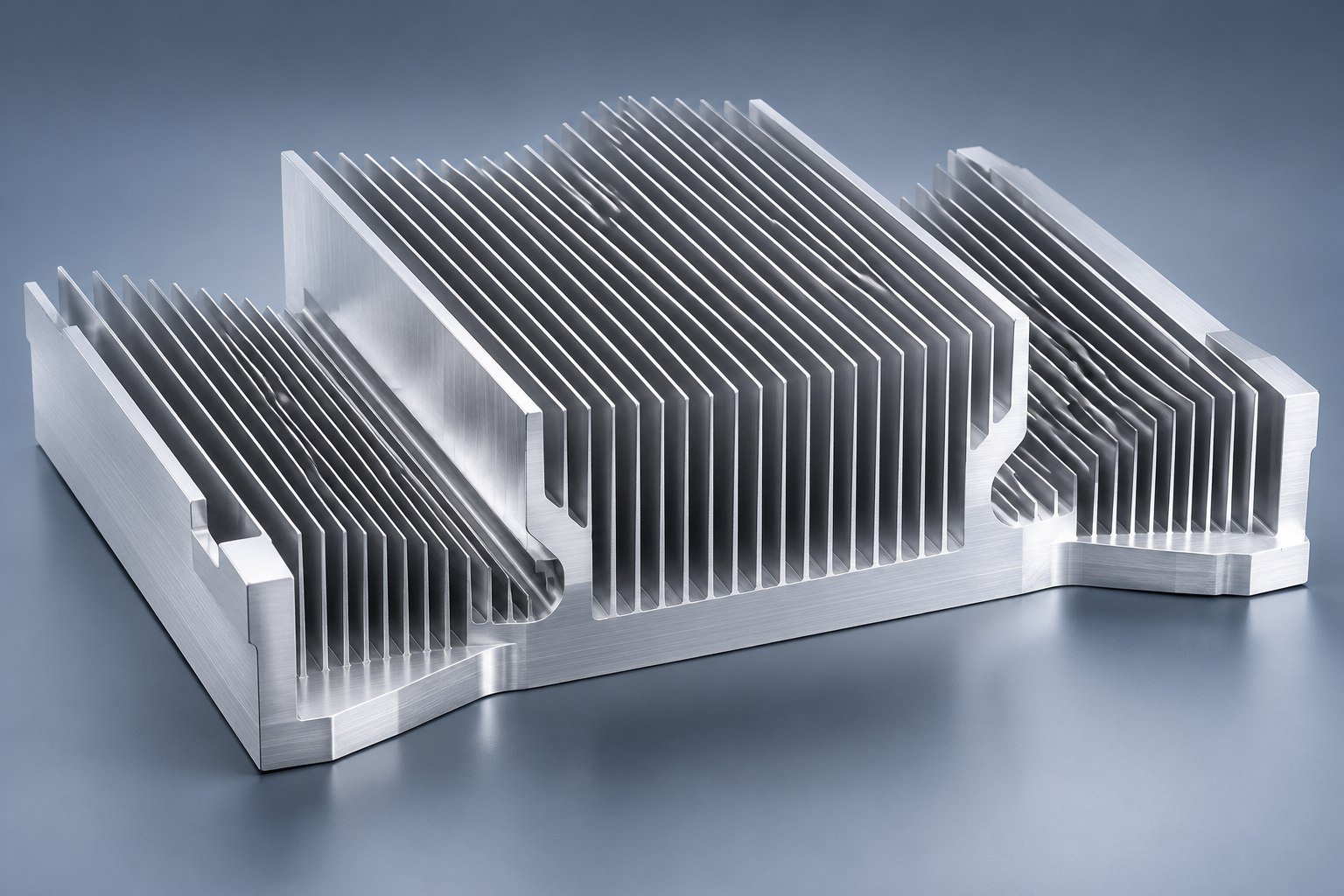 Illustrative fins and airflow on skived fin heat sinks concept