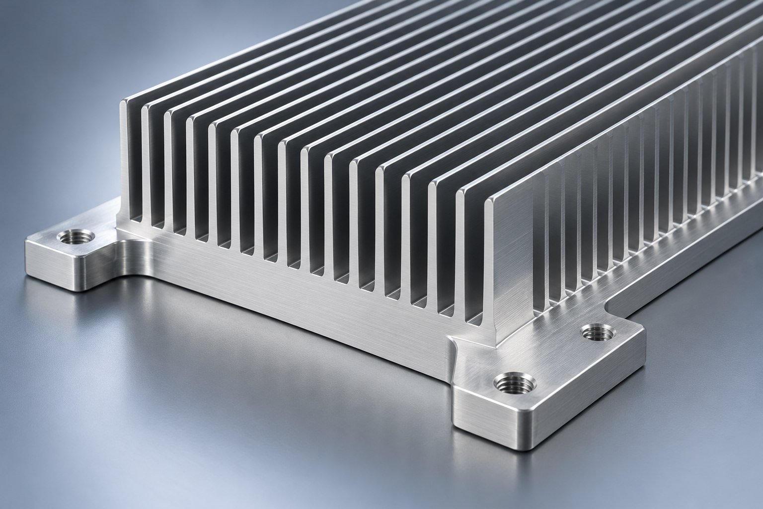 Illustrative mounting features on skived fin heat sinks concept