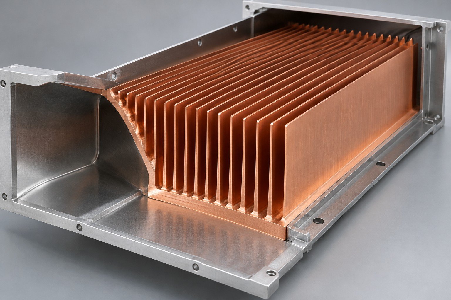 Illustrative skived fin heat sinks fin spacing & airflow review concept; not documentary company or customer photography