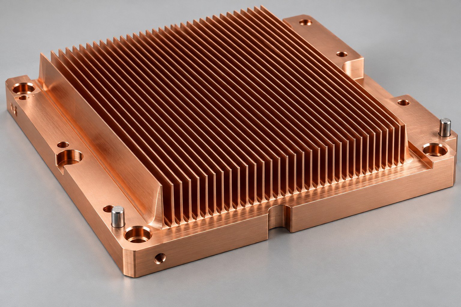 Illustrative skived fin heat sinks mounting features review concept; not documentary company or customer photography