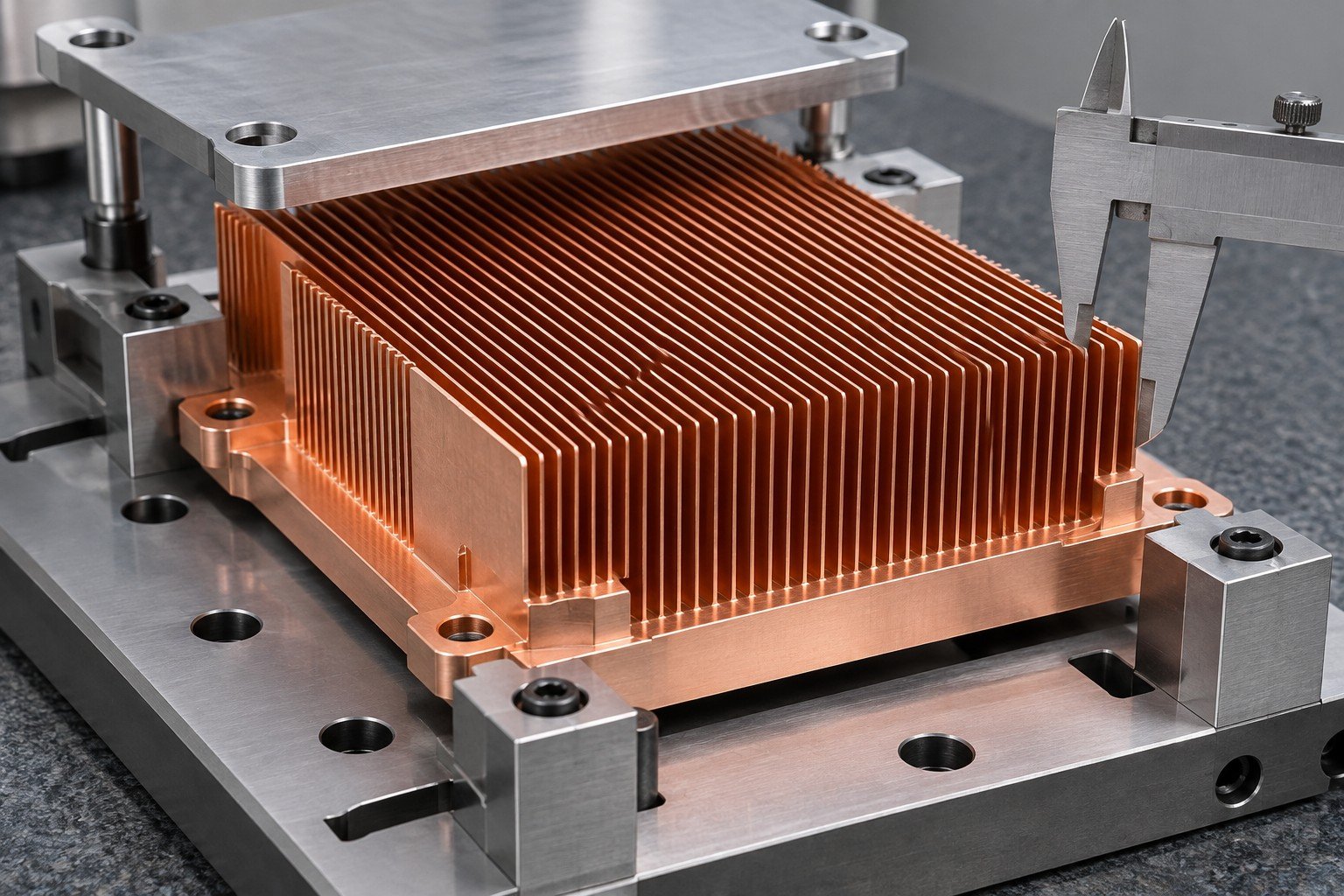 Illustrative skived fin heat sinks validation scope review concept; not documentary company or customer photography