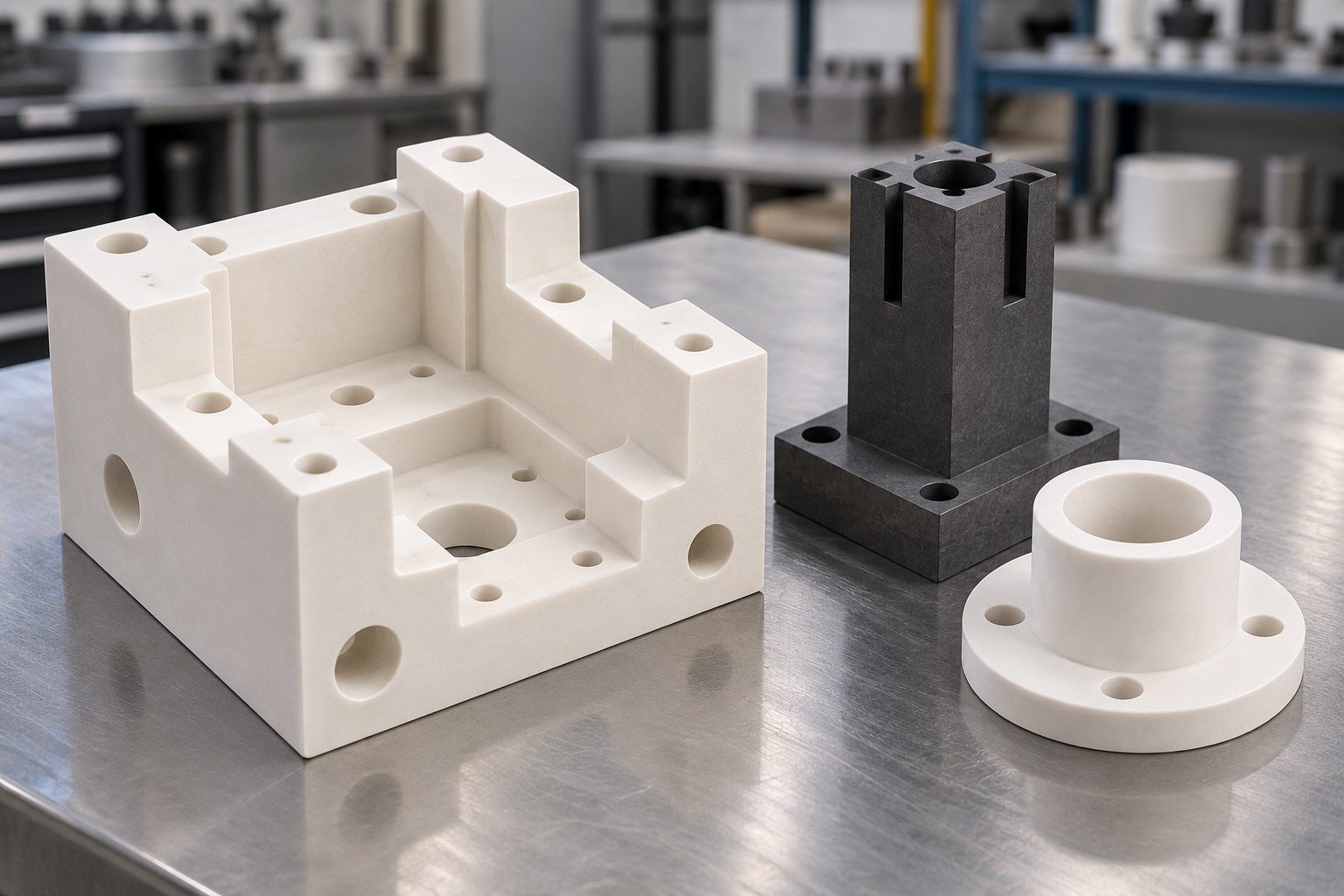 Ceramic, graphite and machinable glass ceramic component concepts — illustrative generated concept