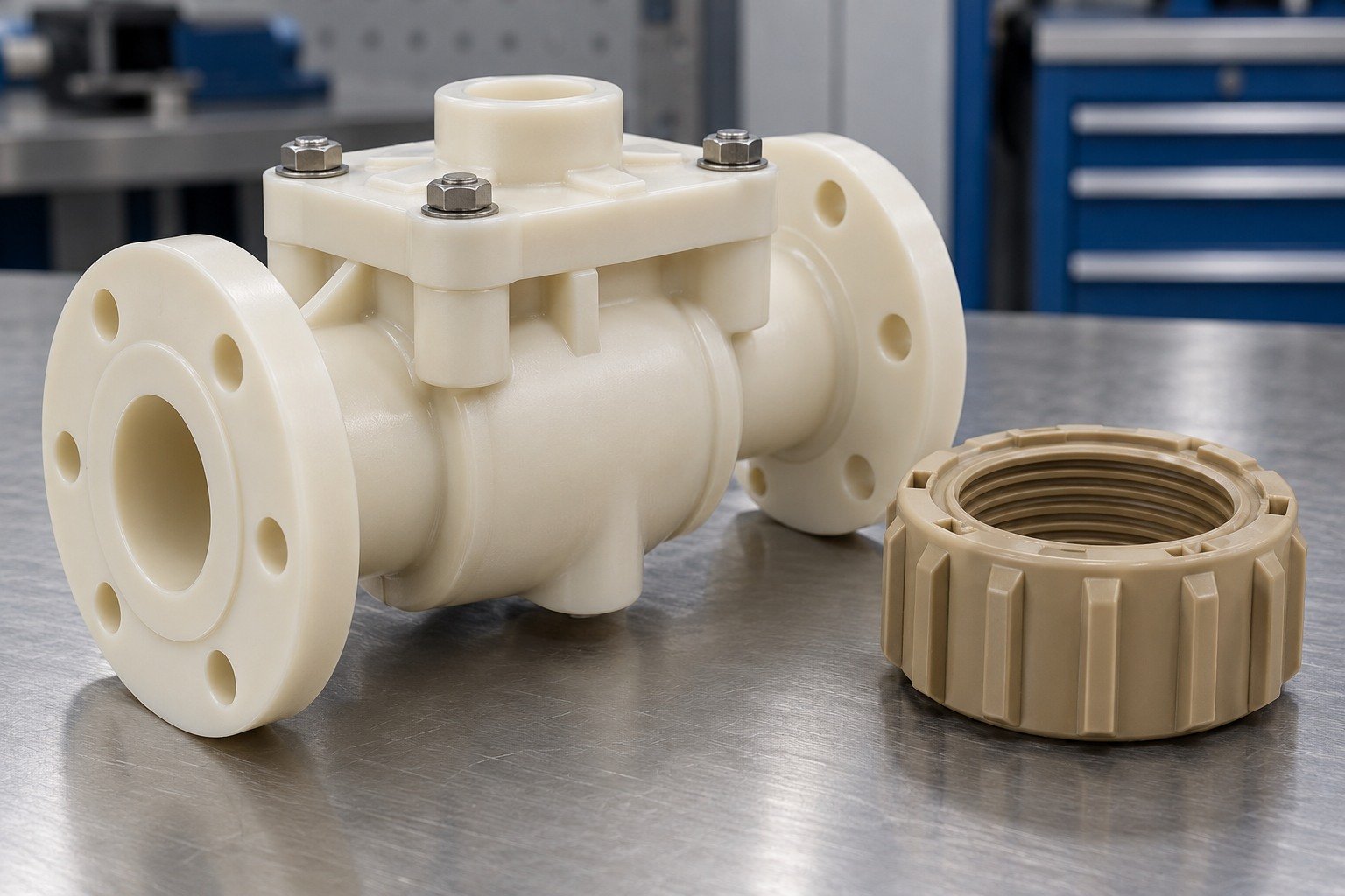 Illustrative specialty-polymer valve component concept; not material identification