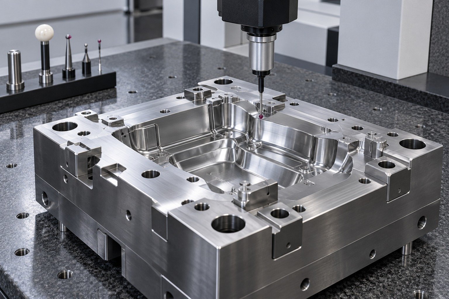 Dimensional measurement of a tooling insert — illustrative tooling concept