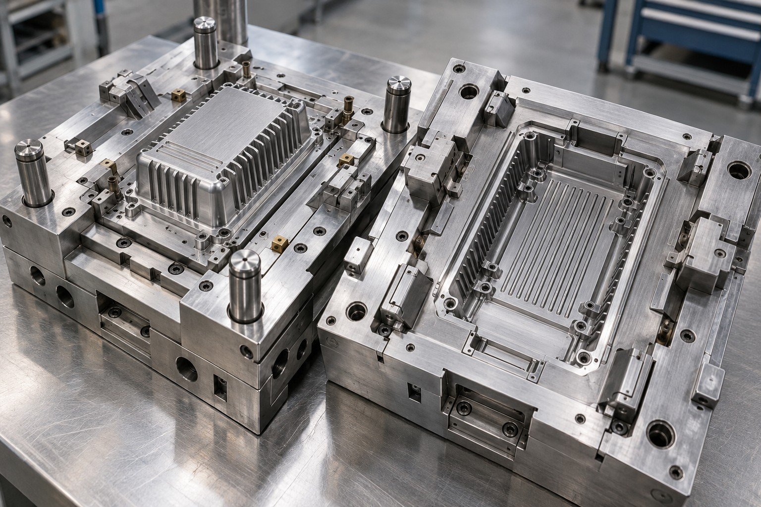 Open injection mold for a ribbed instrument housing with rectangular cavity insert; Work Plan detail