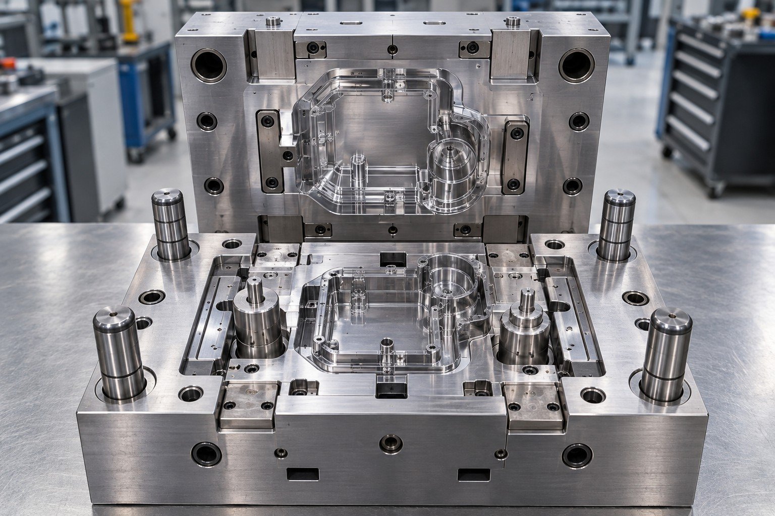 Highly polished stainless mold insert for small transparent plastic housing with complex cavity