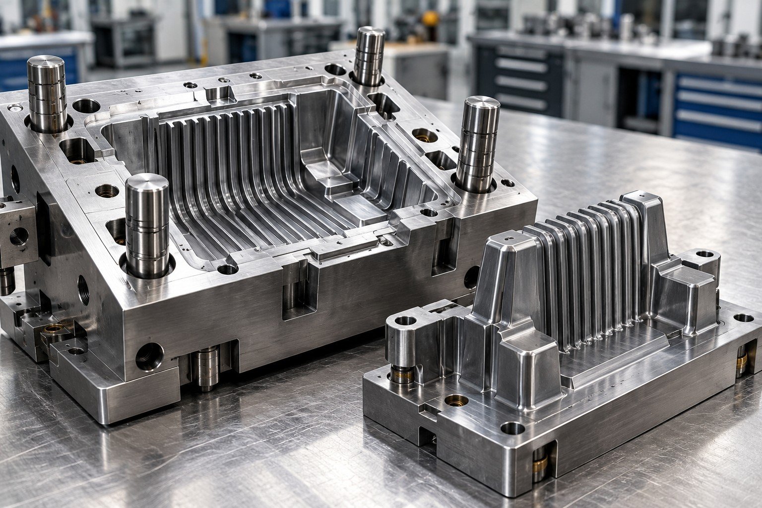 Precision mold insert and matching replacement core on a clean service fixture